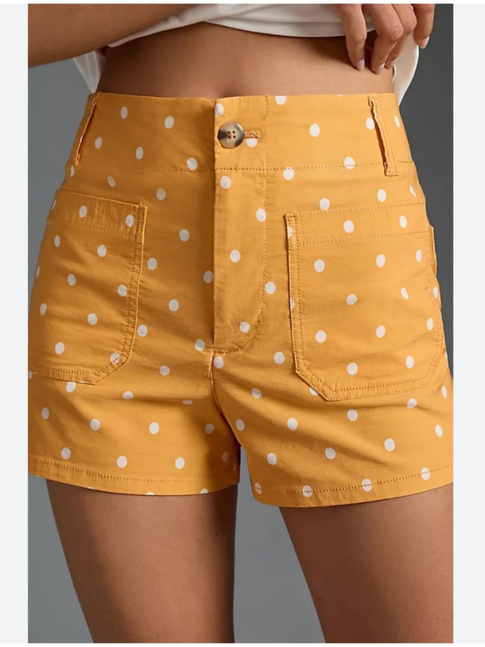 Anthropologie Maeve The Colette Polka Dot Yellow Cotton Shorts Size: 32P